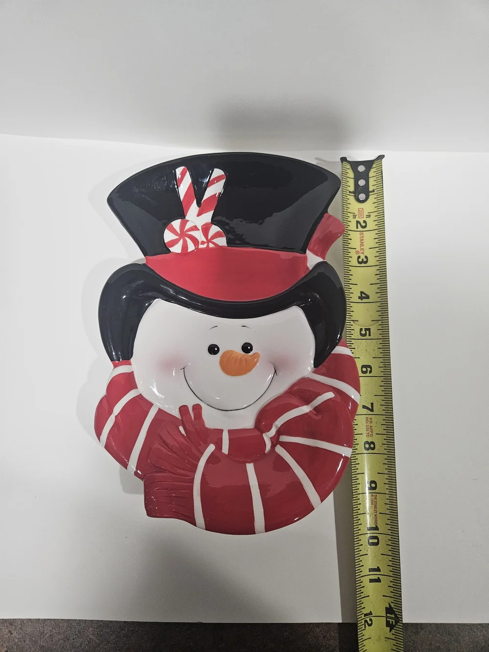 Fitz & Floyd Sugar Coated Snowman Canape Plate - Red, Black, White